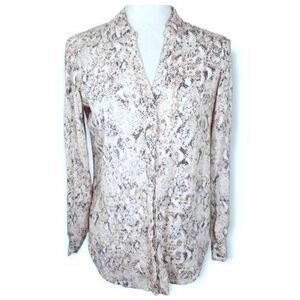 CANDIE'S PINK SNAKE PRINT BUTTON DOWN TOP SZ.S EUC.